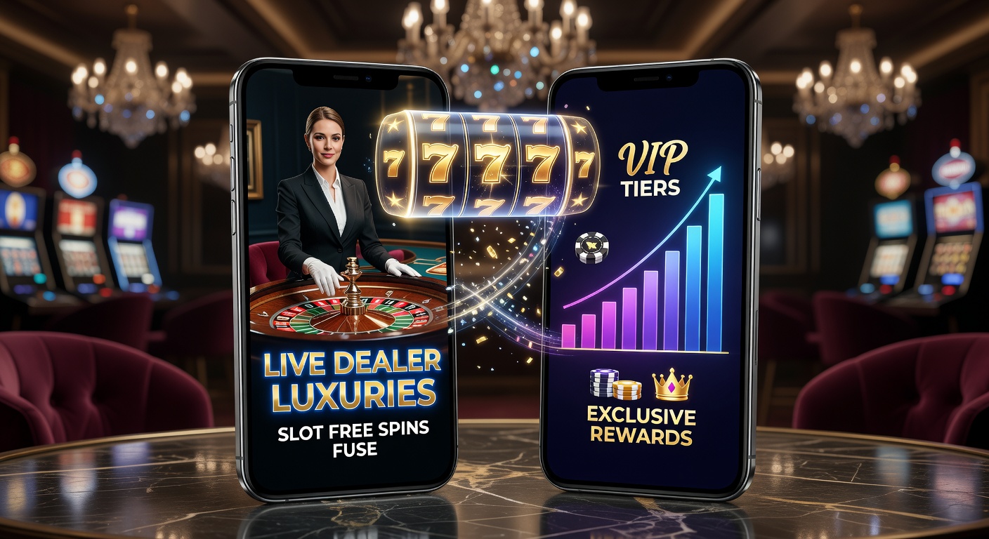 A sleek mobile screen displaying a live dealer game fused with slot free spins and VIP tier indicators, capturing the immersive luxury of on-the-go casino play
