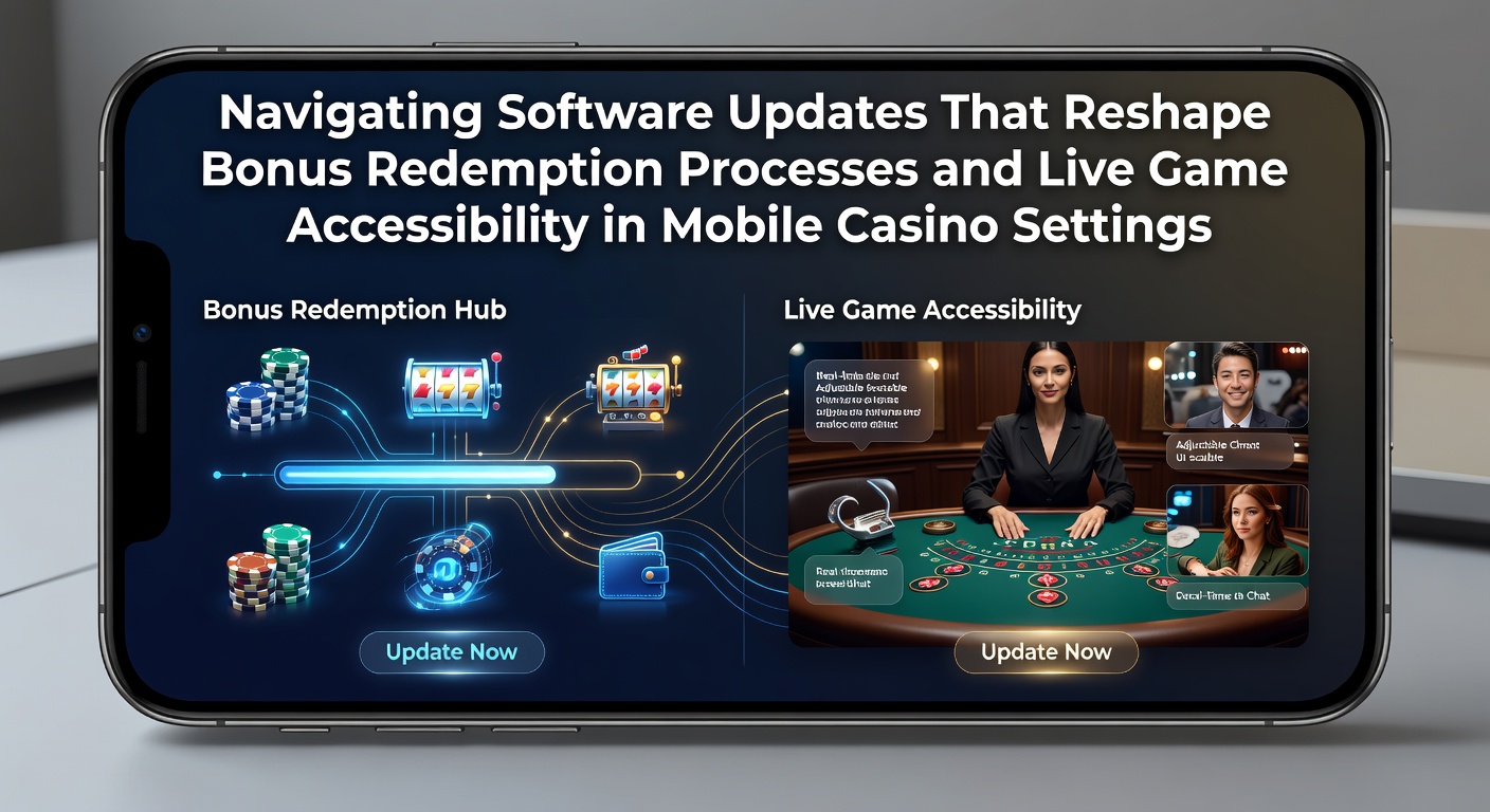 Mobile casino app interface showing updated bonus redemption screen with clear navigation buttons and real-time processing indicators